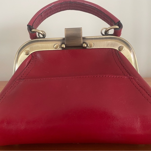 Patricia Nash Red Leather Clutch with Gold Accents - Picture 2 of 11